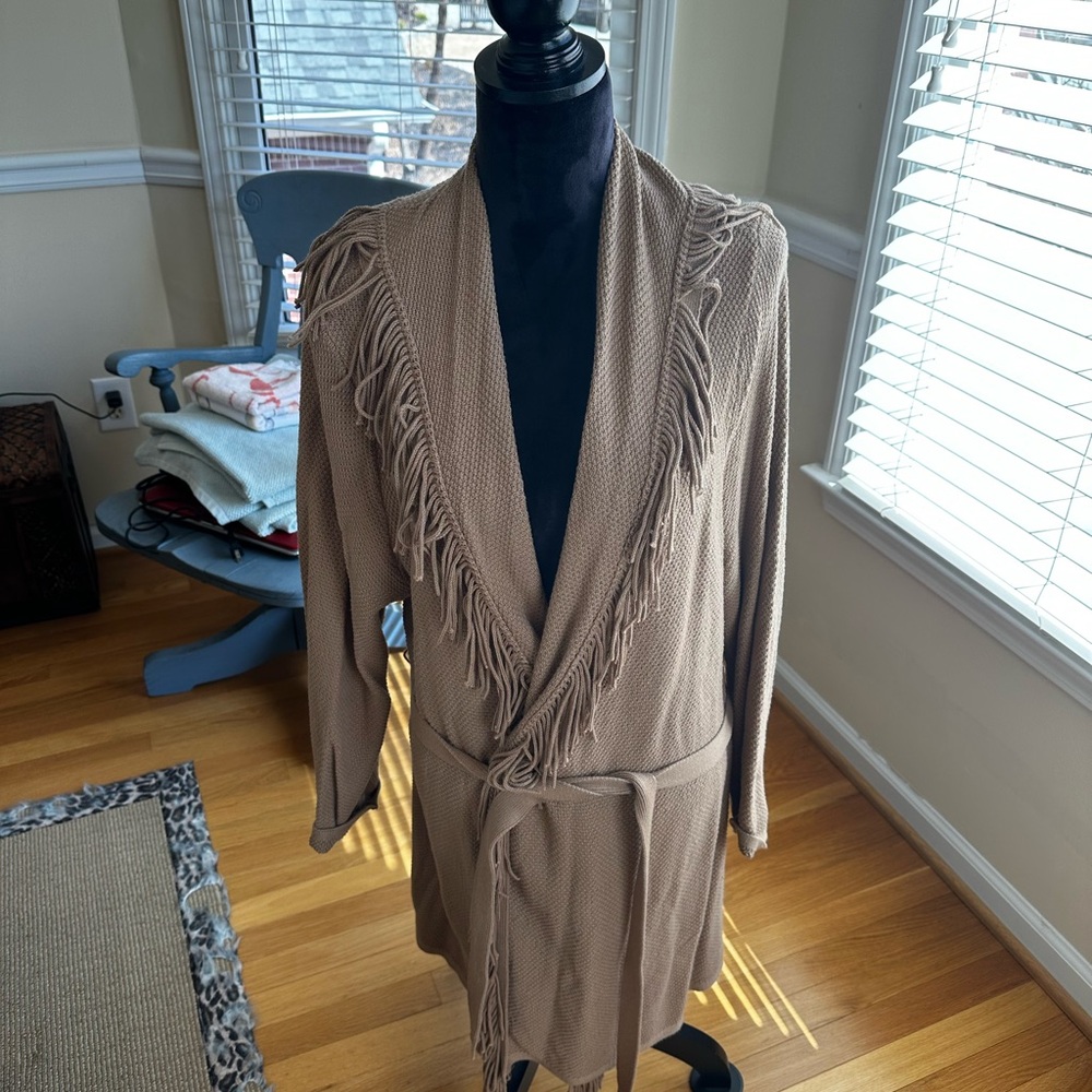 J. Jill Tan Fringe Cardigan